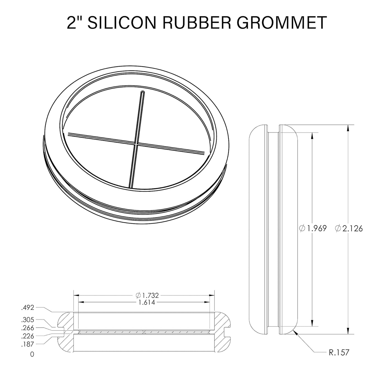 ENP & AmpShell Series Enclosures 2" Rubber Grommet Kit (5 Pieces)